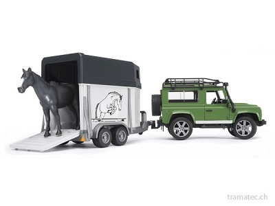 Bruder Land Rover Defender mit Pferdeanhänger - 02592