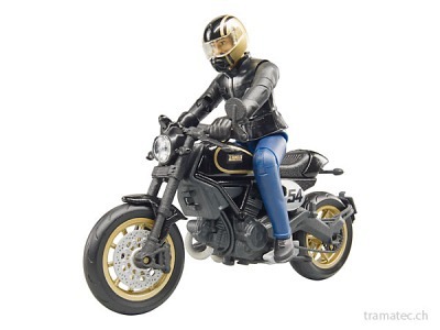 Bruder Motorrad Ducati Scrambler Cafe Racer mit Fahrer