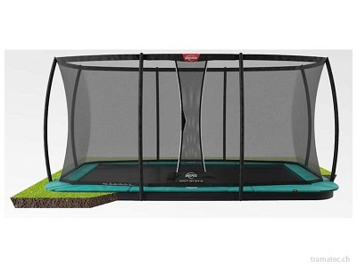 BERG Trampolin Ultim Champion FlatGround 410 Green + Sicherheitsnetz DLX XL