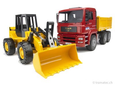 Bruder MAN TGA Kipplastwagen mit Gelenkradlader FR130 - 02752